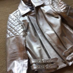 Silver leather custom jacket Malibu London